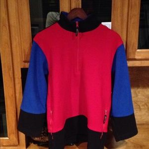 quarter-zip, colorblocked sweatshirt
